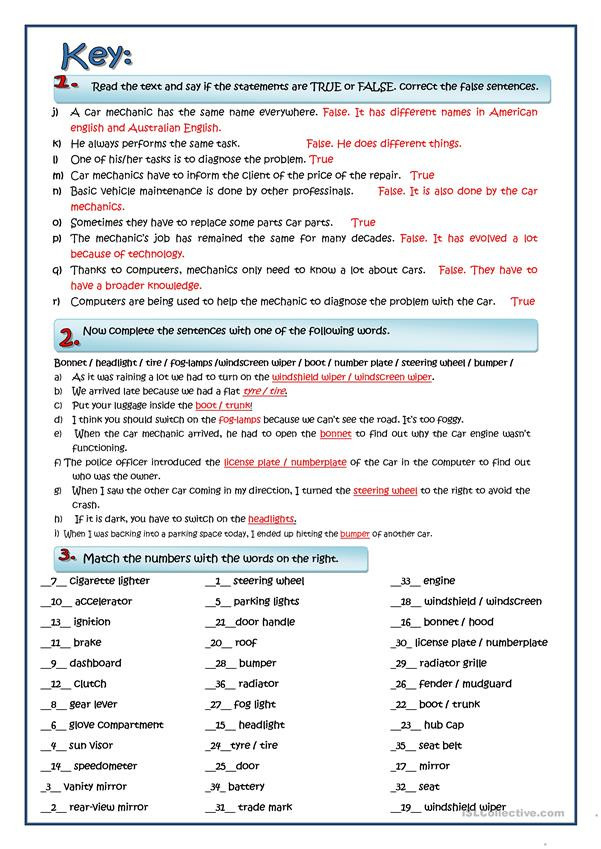  20 Automotive Worksheets For Highschool Students Simple Template Design