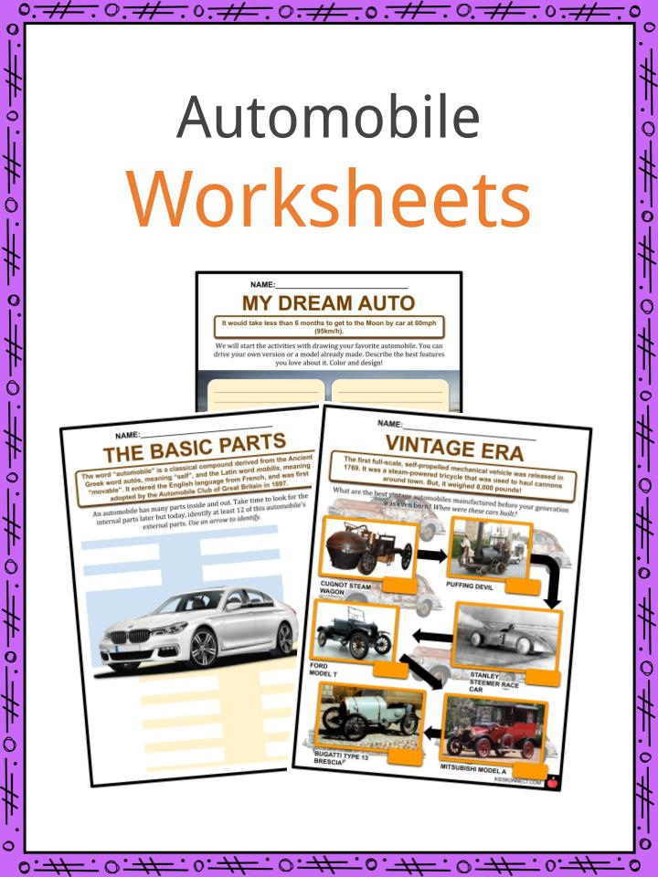 Automobile Facts Worksheets History Modern Cars For Kids