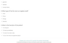 Car Engine Function Quiz Worksheet For Kids Study