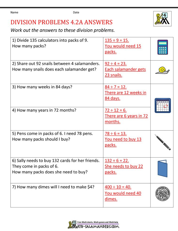 Division Problems 4 2A Answers In 2021 Division Worksheets Grade 4 