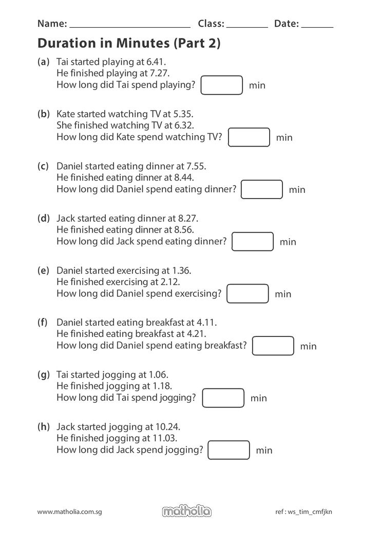 Duration In Minutes Part 2 Mental Maths Worksheets Math Words 