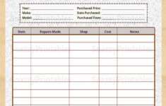 Editable Car Repair Log Printable Vehicle Maintenance Etsy