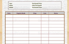 Editable Car Repair Log Printable Vehicle Maintenance Etsy Auto