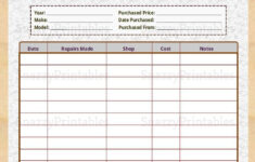 Editable Car Repair Log Printable Vehicle Maintenance Etsy In 2021