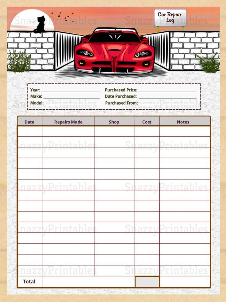 Editable Car Repair Log Printable Vehicle Maintenance Etsy In 2021 