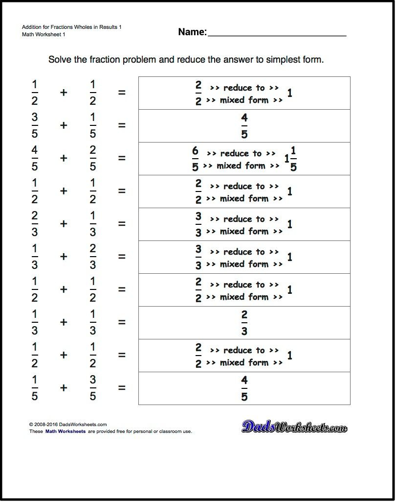 Fraction Addition Common Denominator Mixed Answers Fractions 