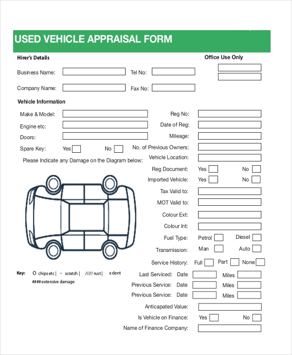 FREE 8 Sample Car Appraisal Forms In PDF MS Word