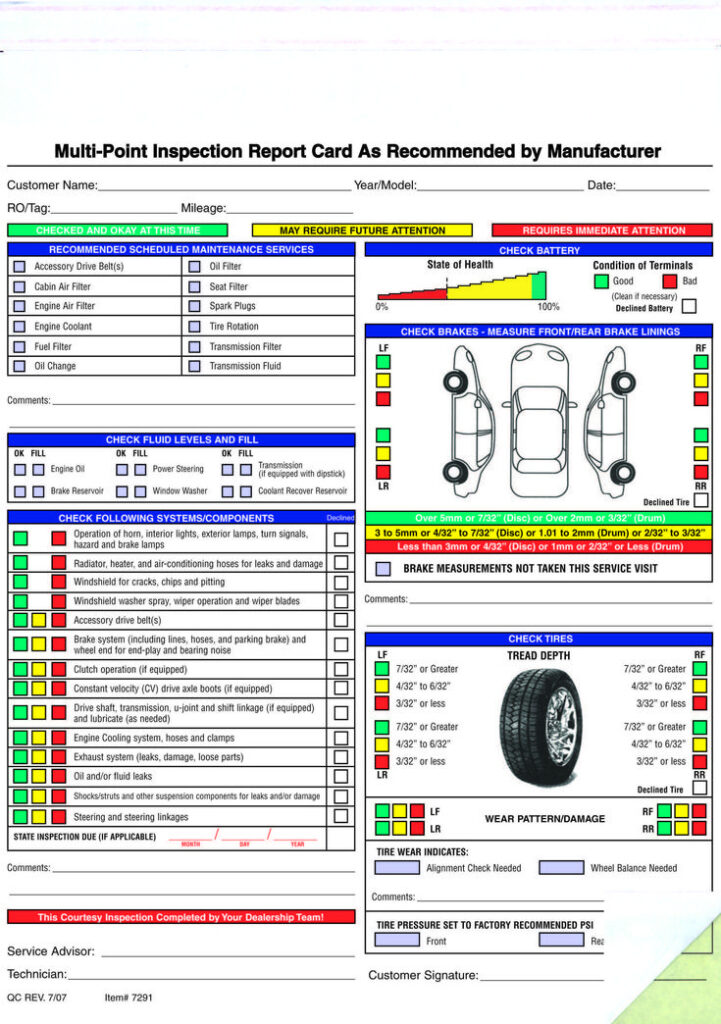 Free Printable Vehicle Inspection Form FREE DOWNLOAD Vehicle ...